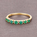 0.41 Carat Genuine Zambian Emerald and White Diamond 14K Yellow Gold Ring-4