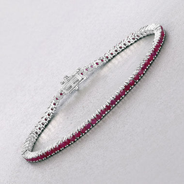 4.44 Carat Genuine Ruby .925 Sterling Silver Bracelet - 0