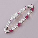 5.00 Carat Genuine Ruby 10K White Gold Bracelet-4