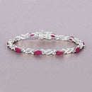 5.00 Carat Genuine Ruby 10K White Gold Bracelet-5