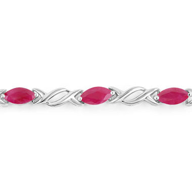 5.00 Carat Genuine Ruby 10K White Gold Bracelet - 0