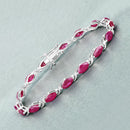 8.00 Carat Genuine Ruby 10K White Gold Bracelet-4