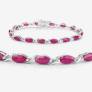 8.00 Carat Genuine Ruby 10K White Gold Bracelet-6