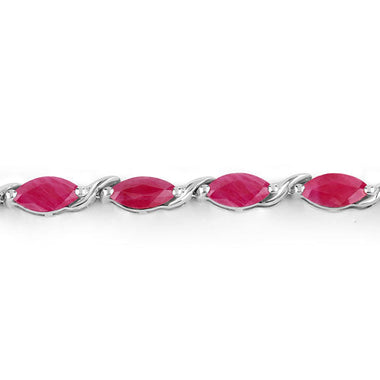 8.00 Carat Genuine Ruby 10K White Gold Bracelet - 0