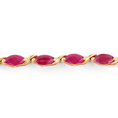 8.00 Carat Genuine Ruby 10K Yellow Gold Bracelet - 0