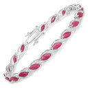 7.78 Carat Genuine Ruby and White Diamond 10K White Gold Bracelet-1