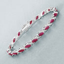 7.78 Carat Genuine Ruby and White Diamond 10K White Gold Bracelet-4