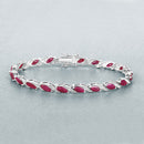 7.78 Carat Genuine Ruby and White Diamond 10K White Gold Bracelet-5