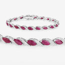 7.78 Carat Genuine Ruby and White Diamond 10K White Gold Bracelet-6