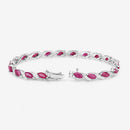 7.78 Carat Genuine Ruby and White Diamond 10K White Gold Bracelet-7