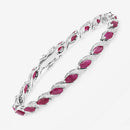 7.78 Carat Genuine Ruby and White Diamond 10K White Gold Bracelet-10
