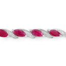 7.78 Carat Genuine Ruby and White Diamond 10K White Gold Bracelet-2