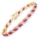 7.78 Carat Genuine Ruby and White Diamond 10K Yellow Gold Bracelet-1