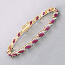 7.78 Carat Genuine Ruby and White Diamond 10K Yellow Gold Bracelet-4