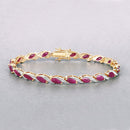 7.78 Carat Genuine Ruby and White Diamond 10K Yellow Gold Bracelet-5