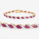 7.78 Carat Genuine Ruby and White Diamond 10K Yellow Gold Bracelet-6
