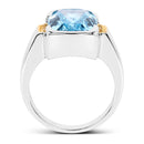 Two Tone Plated 6.93 Carat Genuine Blue Topaz & White Topaz .925 Sterling Silver Ring-2