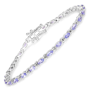 3.78 Carat Genuine Tanzanite .925 Sterling Silver Bracelet