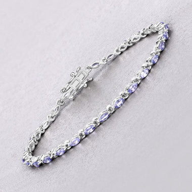 3.78 Carat Genuine Tanzanite .925 Sterling Silver Bracelet - 0