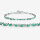 3.24 Carat Genuine Zambian Emerald .925 Sterling Silver Bracelet-6