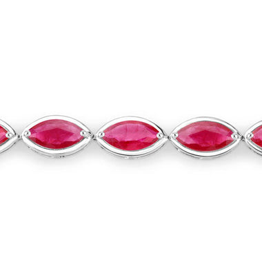 9.00 Carat Genuine Ruby 14K White Gold Bracelet - 0