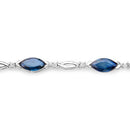 5.58 Carat Genuine Blue Sapphire and White Diamond 14K White Gold Bracelet-2