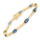 5.58 Carat Genuine Blue Sapphire and White Diamond 14K Yellow Gold Bracelet-1