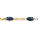 5.58 Carat Genuine Blue Sapphire and White Diamond 14K Yellow Gold Bracelet-2
