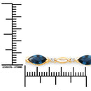 5.58 Carat Genuine Blue Sapphire and White Diamond 14K Yellow Gold Bracelet-3