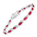 6.79 Carat Genuine Ruby and White Diamond 14K White Gold Bracelet-1