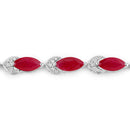 6.79 Carat Genuine Ruby and White Diamond 14K White Gold Bracelet-2