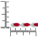 6.79 Carat Genuine Ruby and White Diamond 14K White Gold Bracelet-3