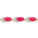 6.79 Carat Genuine Ruby and White Diamond 14K Yellow Gold Bracelet-2