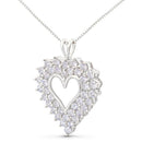 925 Sterling Silver 4.0 Cttw Diamond Two Row Open Heart 18" Pendant Necklace (I-J Color, I2-I3 Clarity)-2