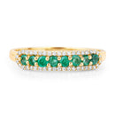 0.35 Carat Genuine Zambian Emerald and White Diamond 14K Yellow Gold Ring-3