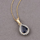 2.09 Carat Genuine Blue Sapphire and White Diamond 14K Yellow Gold Pendant-3