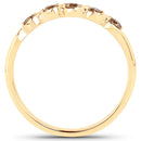 0.19 Carat Genuine Champagne Diamond 14K Yellow Gold Ring (I1-I2)-2