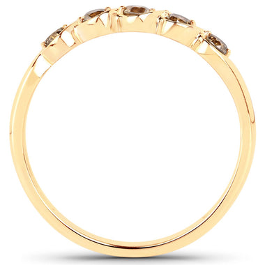0.19 Carat Genuine Champagne Diamond 14K Yellow Gold Ring (I1-I2) - 0