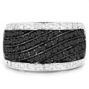 0.79 Carat Genuine Black Diamond and White Diamond .925 Sterling Silver Ring-3
