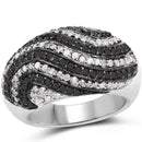 1.26 Carat Genuine Black Diamond and White Diamond .925 Sterling Silver Ring-1