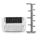 0.64 Carat Genuine Black Diamond and White Diamond .925 Sterling Silver Ring-3