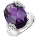 10.44 Carat Genuine Amethyst and White Topaz .925 Sterling Silver Ring-1