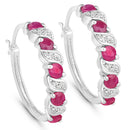 1.38 Carat Genuine Ruby and White Topaz .925 Sterling Silver Earrings-1