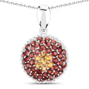 4.57 Carat Genuine Citrine and Garnet .925 Sterling Silver Pendant-1