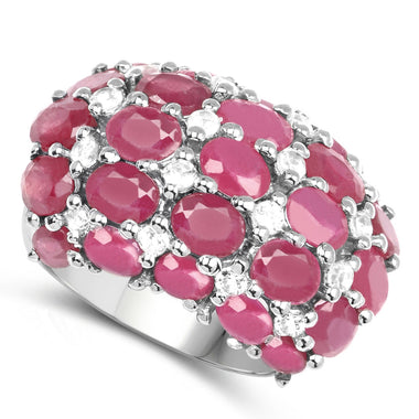 8.54 Carat Glass Filled Ruby and White Topaz .925 Sterling Silver Ring - 0