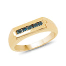 14K Yellow Gold Plated 0.25 Carat Genuine Blue Diamond .925 Sterling Silver Ring-1