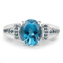 2.72 Carat Genuine London Blue Topaz and Blue Diamond .925 Sterling Silver Ring-3