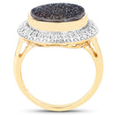 4.90 Carat Genuine Cobalt Blue Drusy .925 Sterling Silver Ring-2
