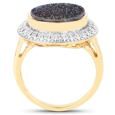 4.90 Carat Genuine Cobalt Blue Drusy .925 Sterling Silver Ring - 0
