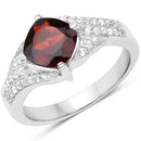 1.67 Carat Genuine Garnet and White Topaz .925 Sterling Silver Ring-1